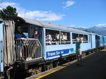 Billede af åbent tog i New Zealand
